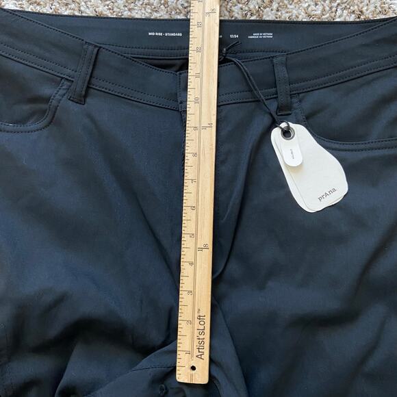 Prana Stretch Zion Halle Pant Sz 12 Black 34" Inseam Standard Straight Mid Rise - Picture 10 of 13